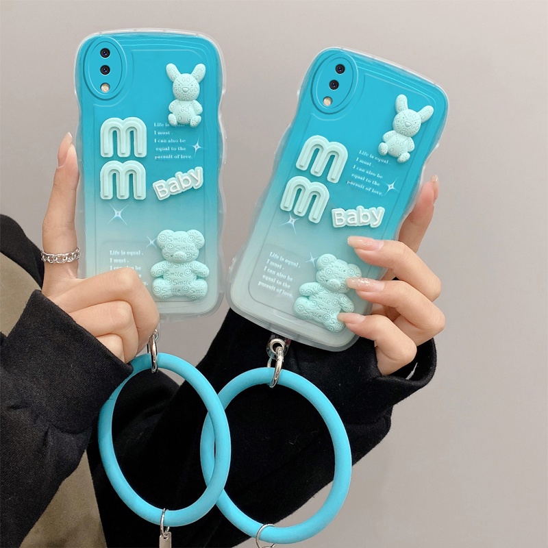 Ốp lưng samsung a02 Ốp Điện Thoại Ba Chiều Viền Lượn Sóng Hình Búp Bê Dễ Thương Gắn Dây Đeo Cho Samsung A02 Samsung A03 A03s A02s