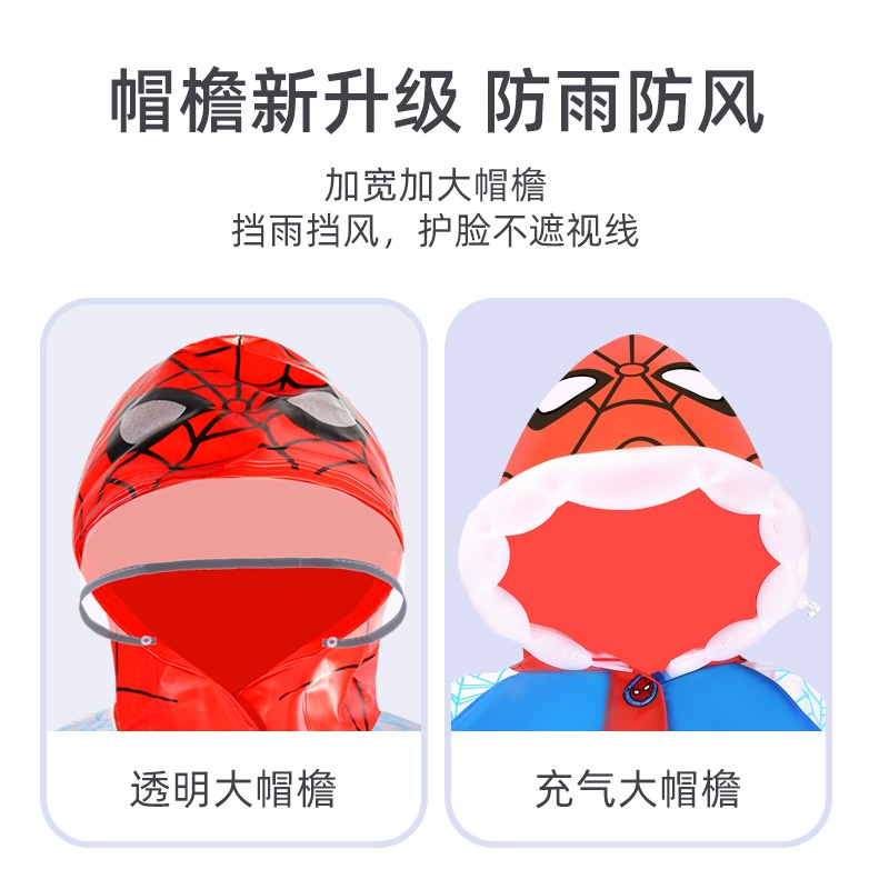 Áo Mưa Đi Học Cho Bé Trai Vành To Bơm Hơi Chống Thấm Nước Hình Người Nhện disney