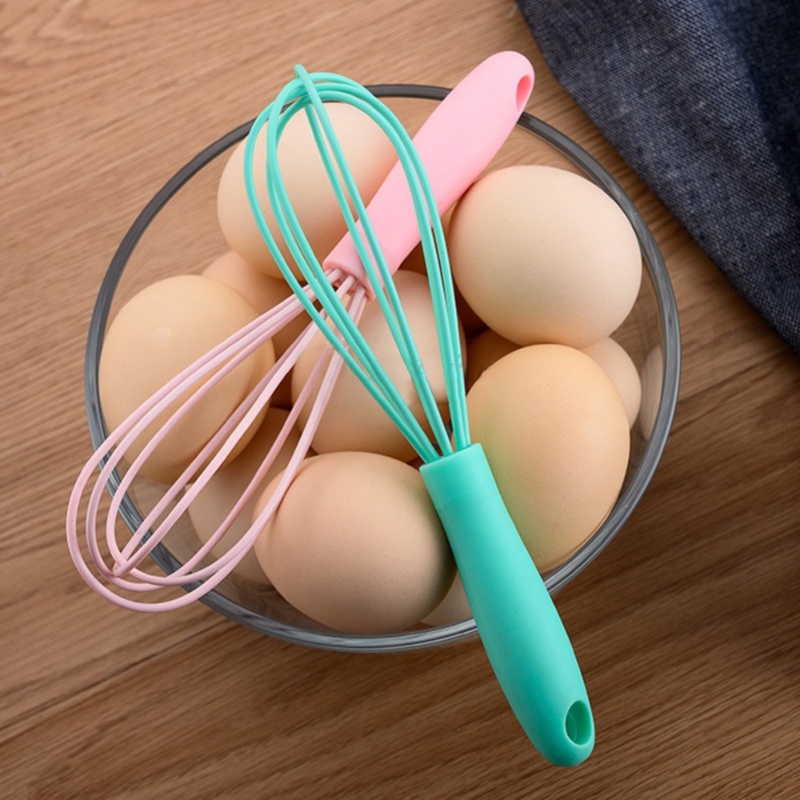 Dụng Cụ Đánh Trứng / Khuấy Tạo Bọt Mini Bằng Silicone Và Thép Không Gỉ Chống Trượt Dễ Vệ Sinh