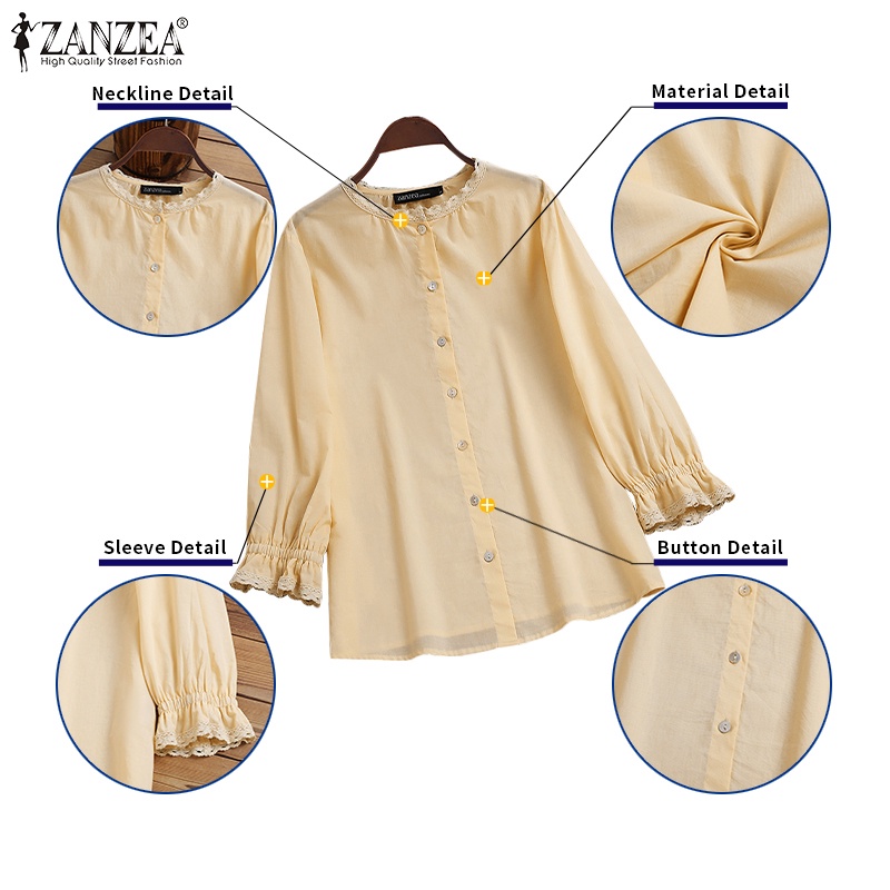 Zanzea Áo Nữ Tay Dài Phối Ren Thời Trang Quyến Rũ