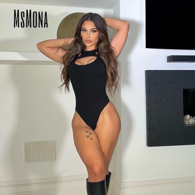 MsMona Bộ Áo Liền Quần Sát Nách Màu Trơn Thời Trang 2023 Cho Nữ