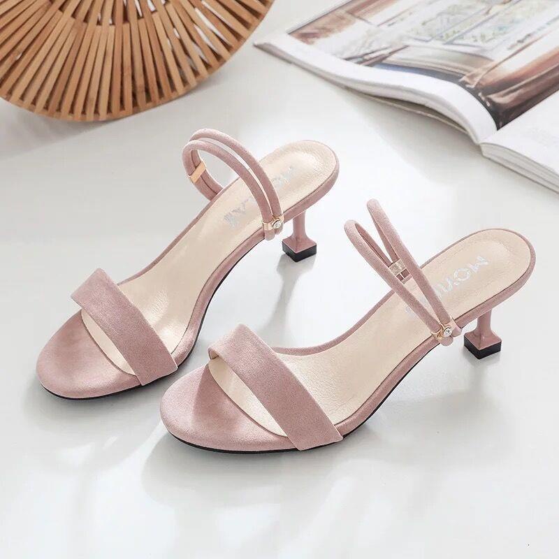 One Giày Cao Gót Sandal Quai Ngang Thời Trang Mùa Hè 2023 Cho Nữ