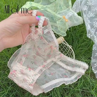 Allofme Quần Lót Ren Bán Trong Suốt Lưng Thấp Họa Tiết Hoa Phong Cách Nhật Bản Quyến Rũ Cho Nữ