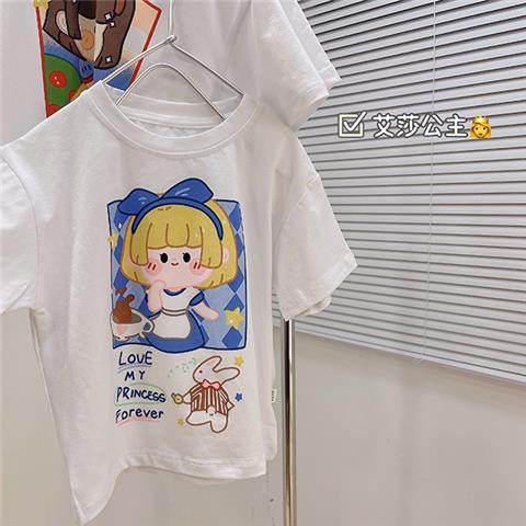 Áo Thun Cotton Tay Ngắn In Họa Tiết Hoạt Hình Frozen Dễ Thương Thời Trang Mùa Hè Cho Bé Gái