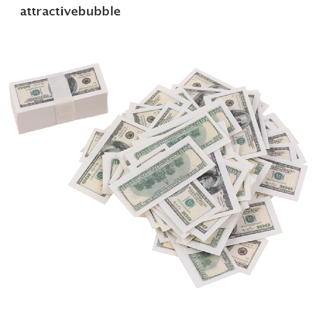 Set 100 Tờ Tiền Đô La Mini Tỉ Lệ 1: 12 Cho Nhà Búp Bê 100 Đô La