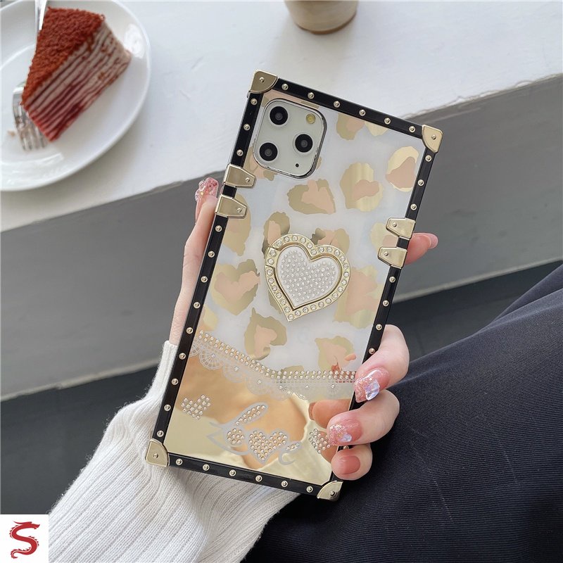 Ốp Điện Thoại Hình Vuông Họa Tiết Kim Cương Hình Trái Tim Cho Samsung S23 Ultra S23 + S22 Ultra S22 Plus S21 FE