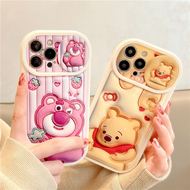 Ốp Điện Thoại Hình Gấu Dâu Tây Cho Iphone 11promax 12 13promax 14pro 13 / 14 11 / 12promax 7plus 8plus xsmax