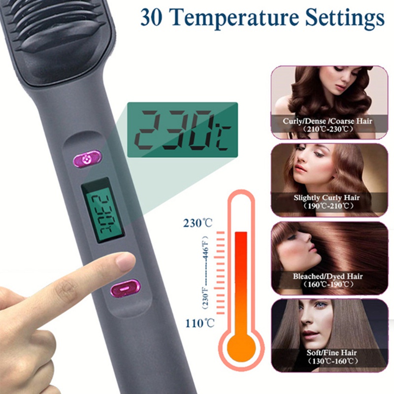 Lược Điện Duỗi Thẳng / Xoăn Tóc 2 Trong 1 Đa Năng Với Màn Hình LCD Phích Cắm US