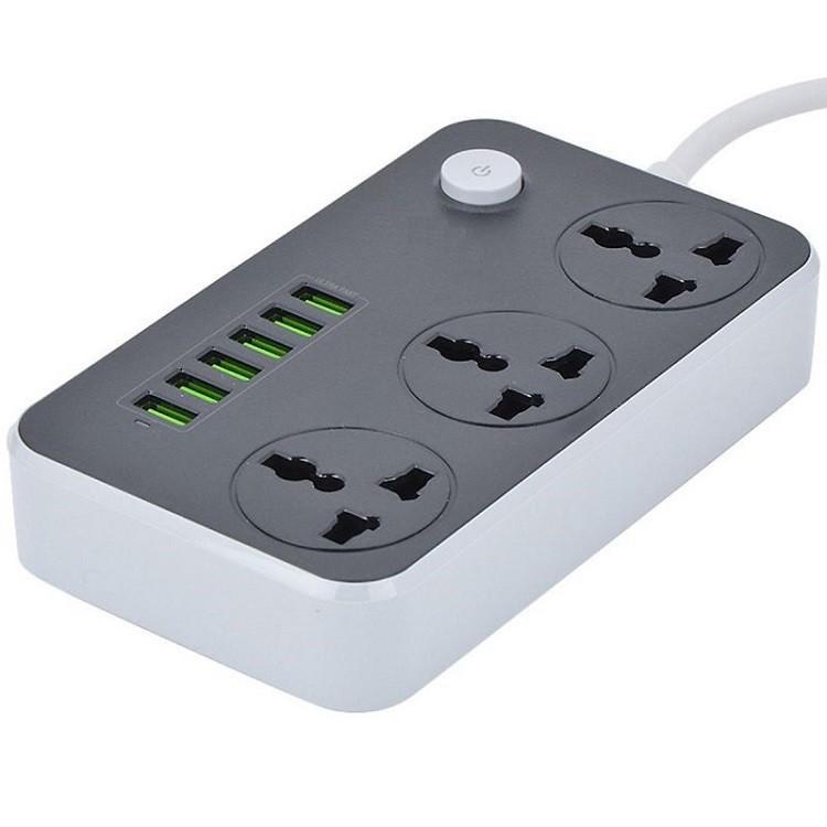 Ổ Cắm Điện Đa Năng T05, Thông Minh Tiêu Chuẩn EU - 6 Cổng USB Hỗ Trợ Sạc Nhanh 3.4A - Tích Hợp IC Chống Cháy Nổ