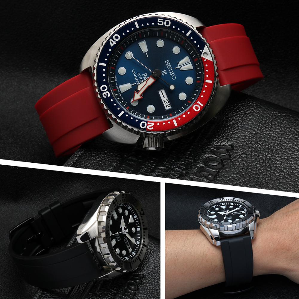 Dây Cao Su Fluorubber 20mm 22mm 24mm Màu Đen Cam Chống Thấm Nước Tháo Gỡ Nhanh Cho Đồng Hồ SEIKO Omga