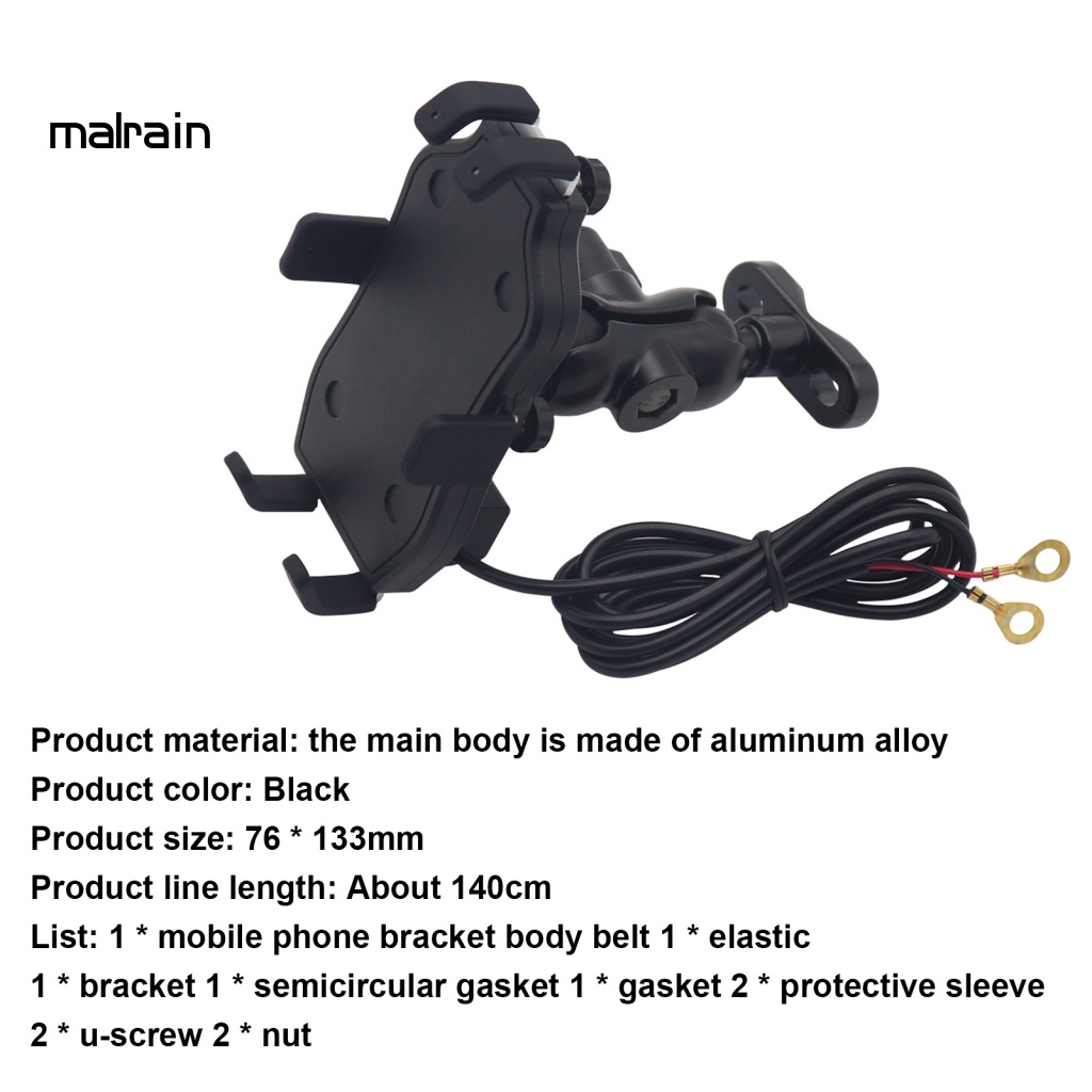 Giá Đỡ Điện Thoại Sạc Nhanh 3.0 Bằng Hợp Kim Nhôm Gắn Tay Lái Xe Đạp / Mô Tô