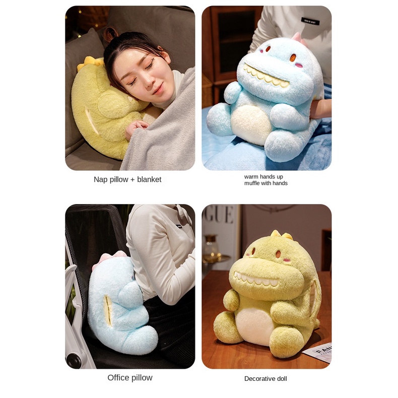 Gối Giữ Ấm Tay Hình Khủng Long Nhồi Bông Ba Trong Một