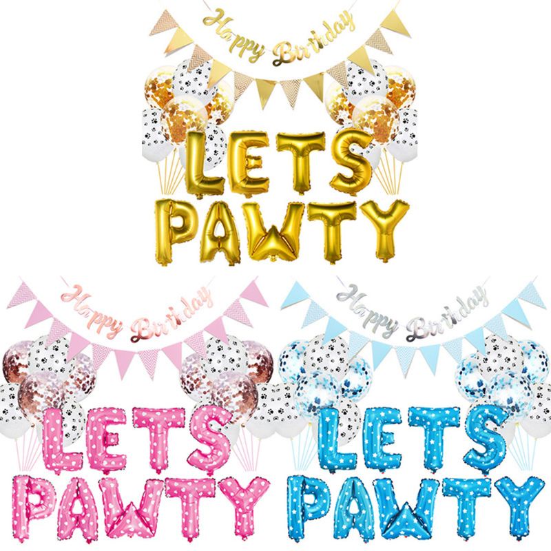 Set Bong Bóng Hình Dấu Chân Chó Mèo Trang Trí Tiệc Sinh Nhật Cho Bé