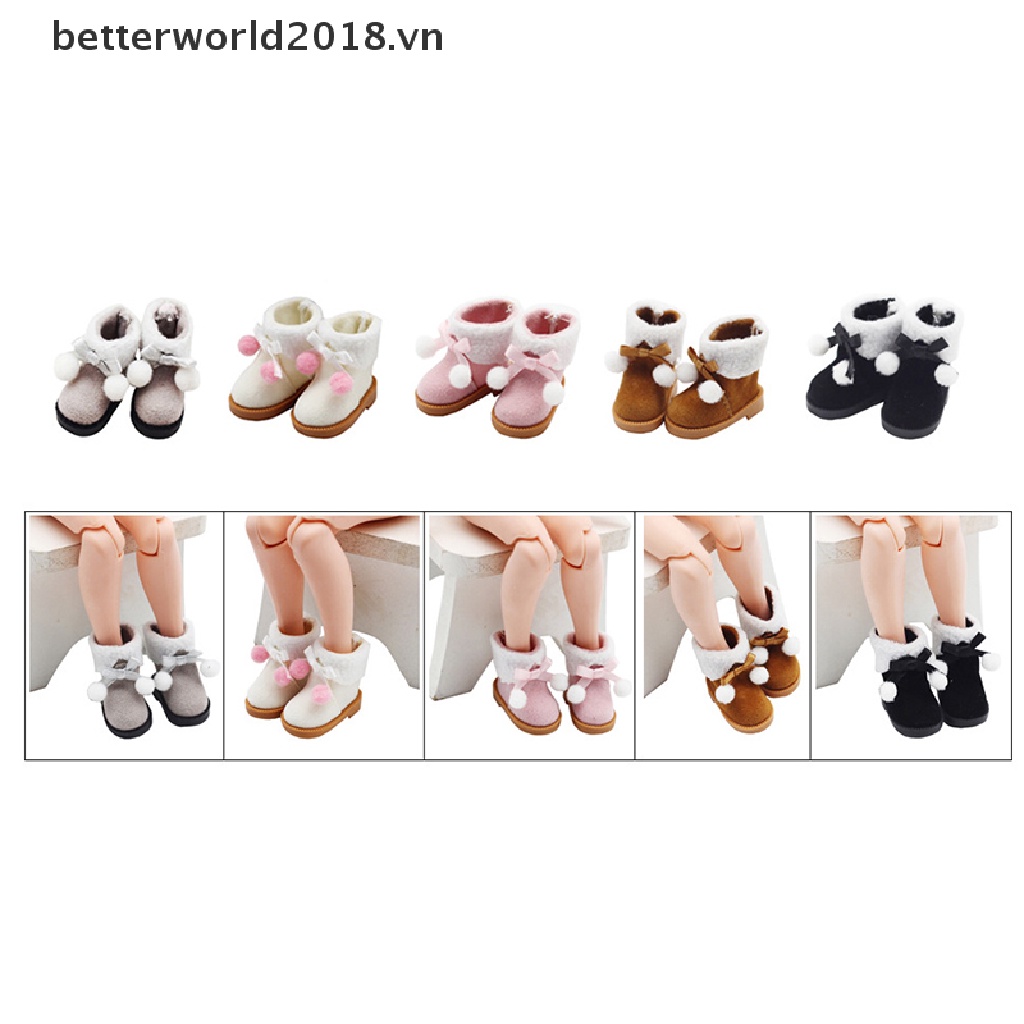 Giày Boot Đi Tuyết Mùa Đông Cho Búp Bê Bjd 1 / 8 3.2 * 1.6CM 2018