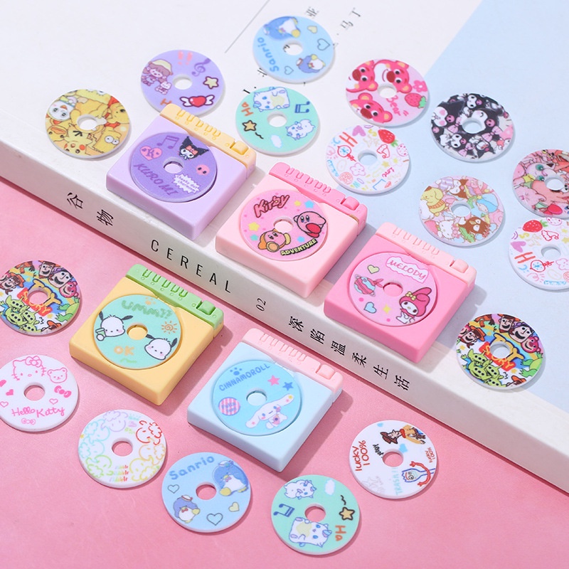 Charm trang trí máy hát và đĩa hát nhân vật hoạt hình SANRIO | charm slime deco điện thoại kẹp tóc DIY