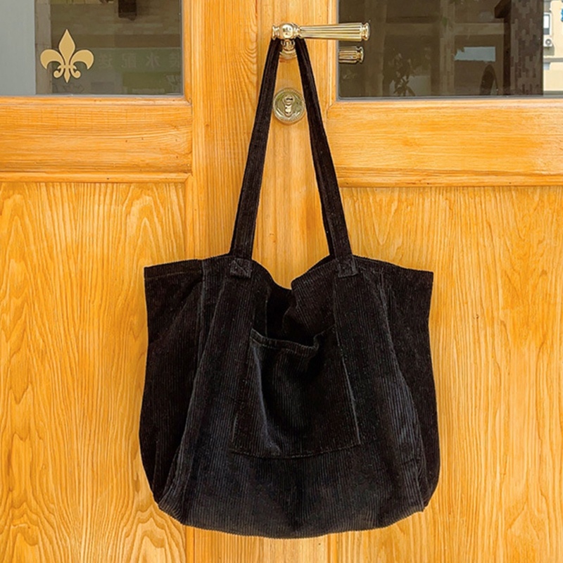 Túi Tote Đeo Vai Màu Trơn Bằng Vải Nhung Có Thể Tái Sử Dụng Cho Nữ