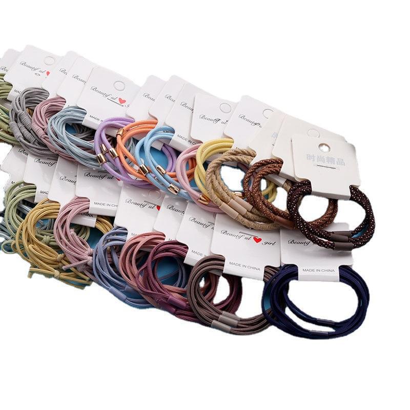 Set 3 Dây Cột Tóc Cao Su Co Giãn Đính Nơ Đơn Giản Phong Cách Hàn Quốc