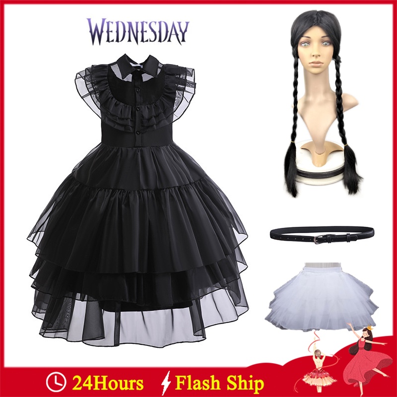 Bộ Trang Phục Hóa Trang Halloween Gồm Đầm Lưới Màu Đen Phong Cách Gothic Cho Nữ