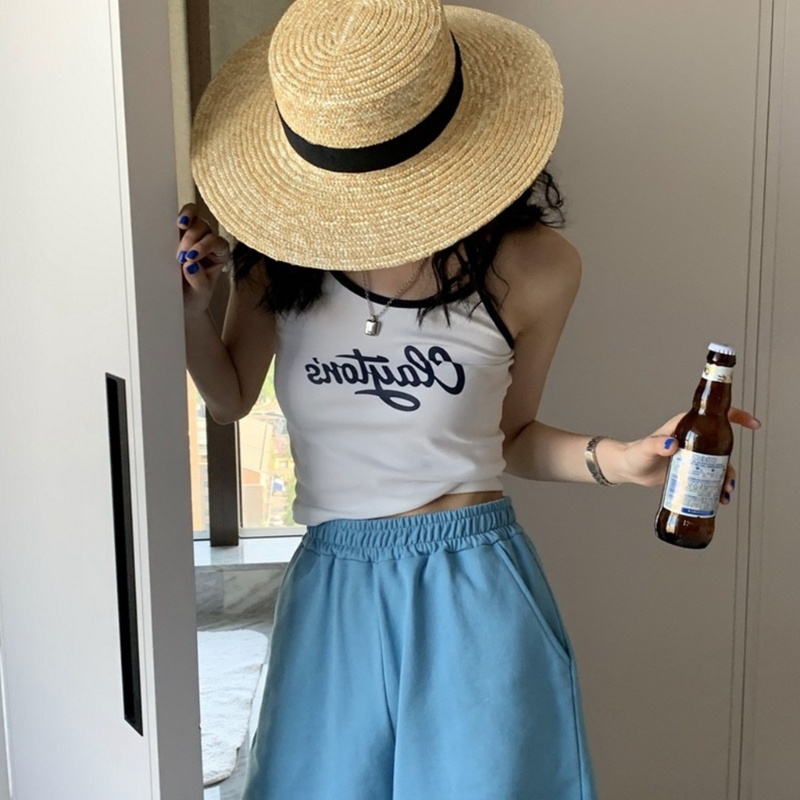 Áo Croptop Hai Dây In Chữ Phong Cách Thể Thao Thời Trang Mùa Hè Quyến Rũ Cho Nữ