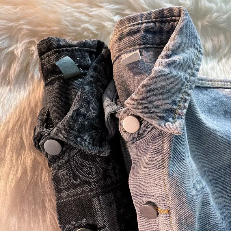 Toàn Bộ Áo Khoác Denim In Họa Tiết Cá Tính Theo Phong Cách Hongkong Dành Cho Nam