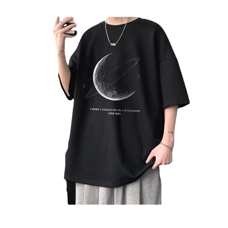 Áo Thun Tay Ngắn Cổ Tròn In Chữ Phong Cách hip hop Nhật Bản Thời Trang Cho Nam Size S-5XL