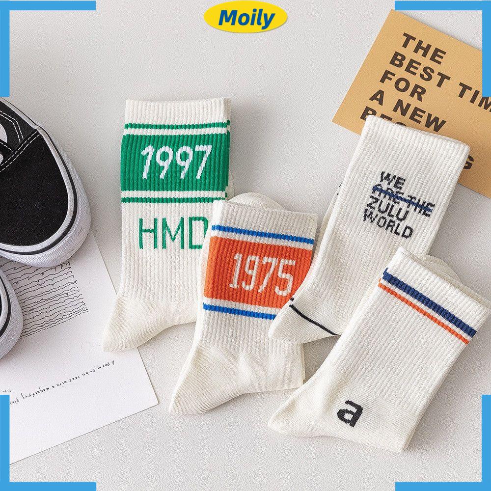 Vớ thể thao cổ vừa kẻ sọc thời trang Hàn Quốc cho nam và nữ