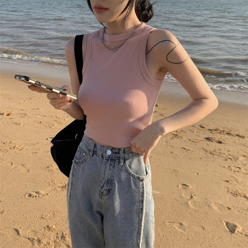 IELGY   Áo Sát Nách Thể Thao Phong Cách Pháp Thời Trang Cho Nữ