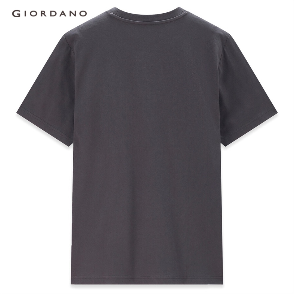 Áo thun GIORDANO 91093013 cotton tay ngắn cổ tròn in họa tiết thời trang cho nam