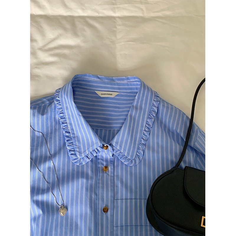 SUXI Áo Sơ Mi Tay Dài Dáng Rộng Họa Tiết Kẻ Sọc Thời Trang Thanh Lịch Cho Nữ