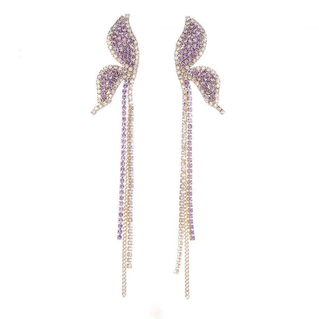 Bông Tai Mạ Bạc 925 Hình Bướm Đính Kim Cương Tím Phong Cách Nhật Hàn Dễ Thương Ngọt Ngào