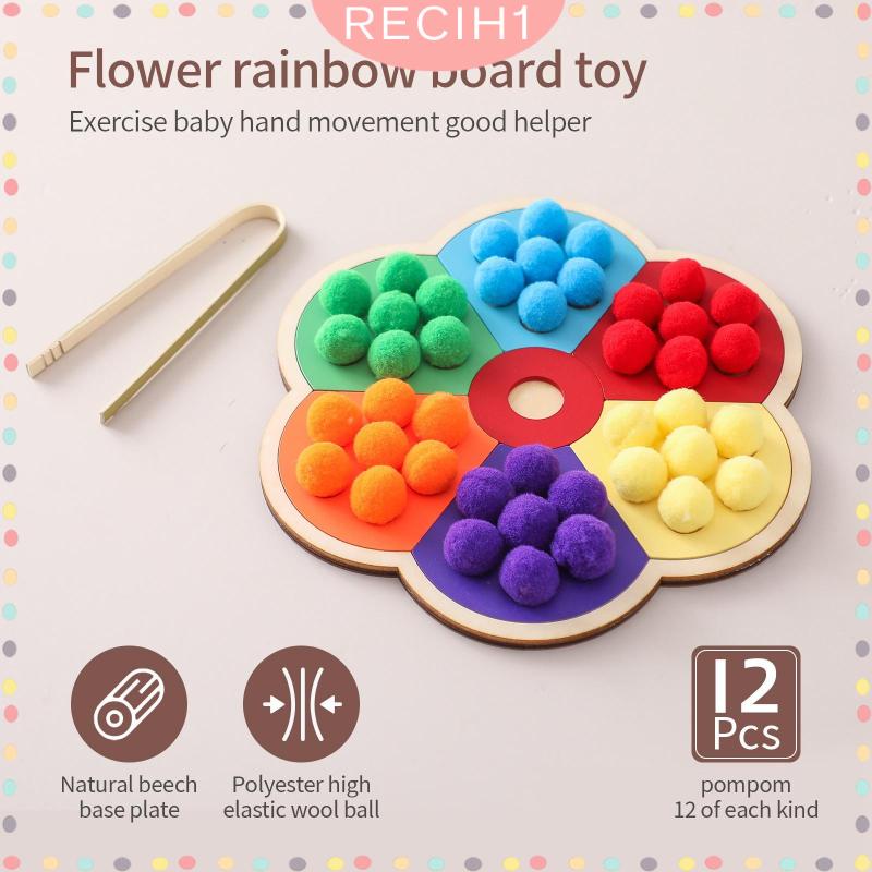 [Recih] Trò Chơi Hạt Gỗ Cảm Biến Kỹ Năng Động Cơ Mịn Phân Loại Montessori Giáo Dục Cho Bé