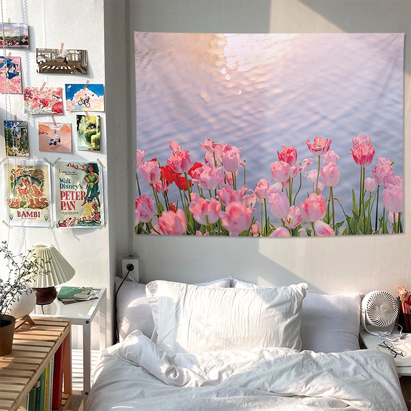 Thảm Vải Treo Tường Trang Trí Phông Nền Phòng Ngủ In Hình Phong Cảnh Dễ Thương