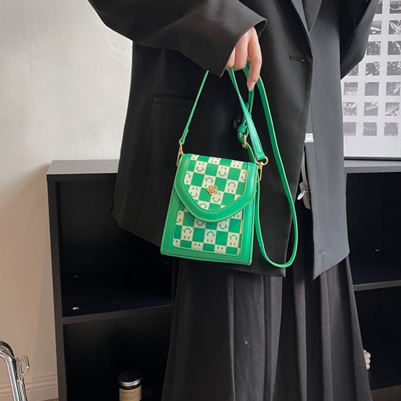 Túi Đeo Chéo Nhỏ Họa Tiết Caro retro Chất Lượng Cao Thời Trang Cho Nữ