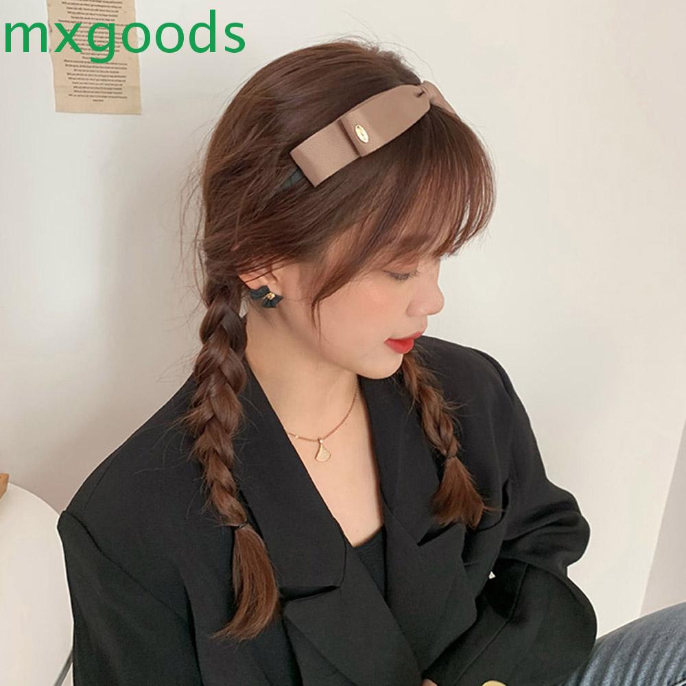 Cài tóc đính nơ màu trơn phong cách vintage thanh lịch cho nữ