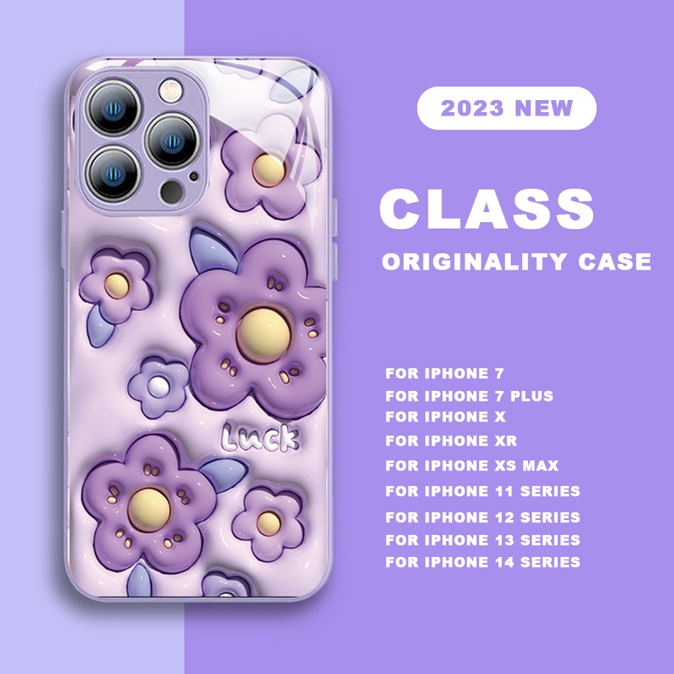 Ốp Điện Thoại Kính Cường Lực Hình Hoa Cho iPhone 14 13 11 12 Pro MAX Plus X XR XS MAX 7 8 Plus 13Pro 14Pro SE 2020 2022