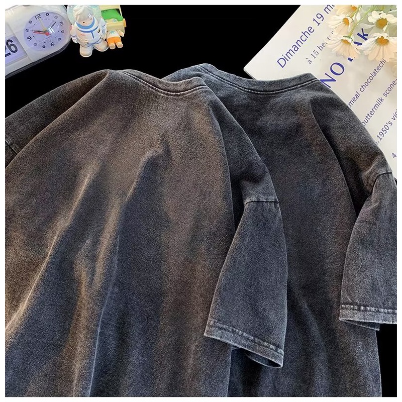 Áo Thun Cotton Cổ Tròn Dáng Rộng Màu Xám Plus Size M-8XL Cao Cấp Cho Nam