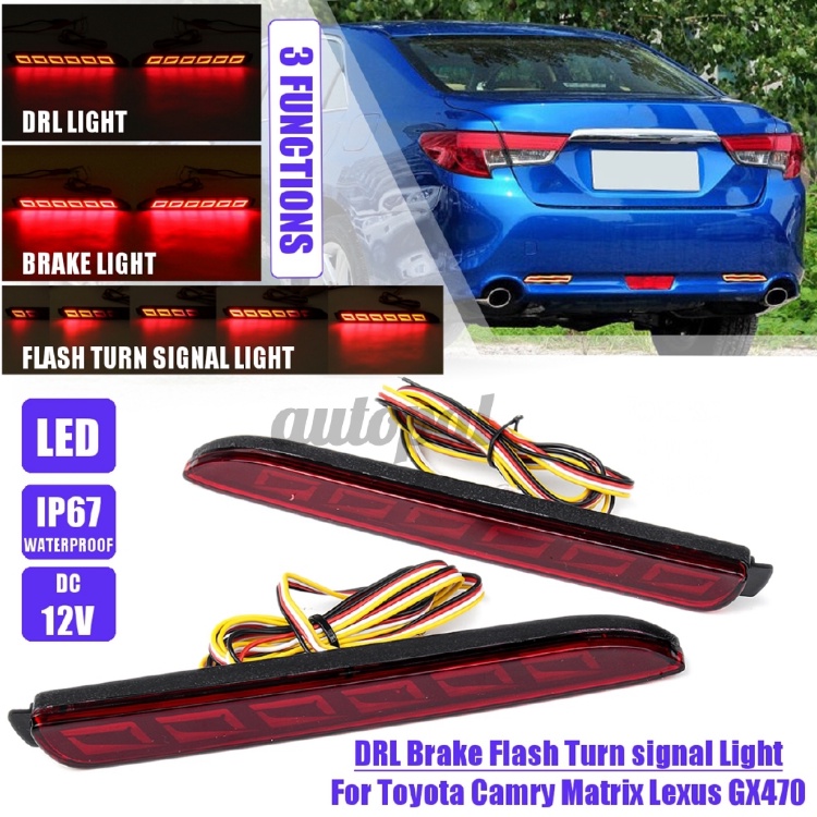 Set 2 Đèn LED Phanh Phản Quang Màu Đỏ Gắn Cản Sau Xe Hơi Lexus IS-F GX470 RX300 Toyota / Camry / Sienna / Venza / Reiz / Innova