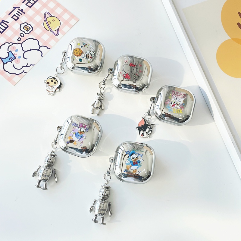 Sang Trọng Vỏ Bảo Vệ Hộp Sạc Tai Nghe samsung galaxy Buds 2 / Buds Live / Buds FE / Buds2 Pro / Buds Pro Bằng tpu Mềm Hình Gấu Phi Hành Gia Kèm Móc Khóa