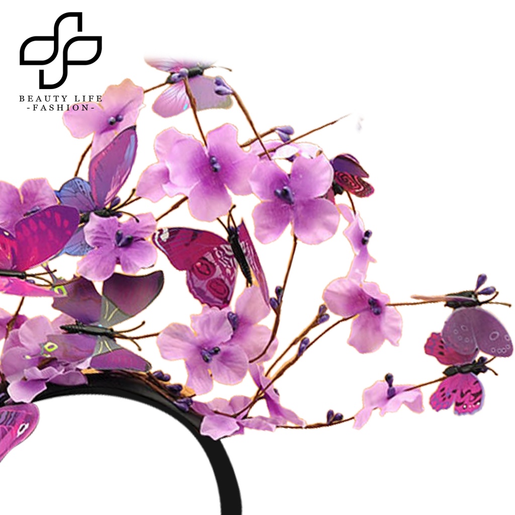 Băng Đô Cài Tóc Bằng Nhựa Họa Tiết Bướm Ba Chiều Sáng Tạo