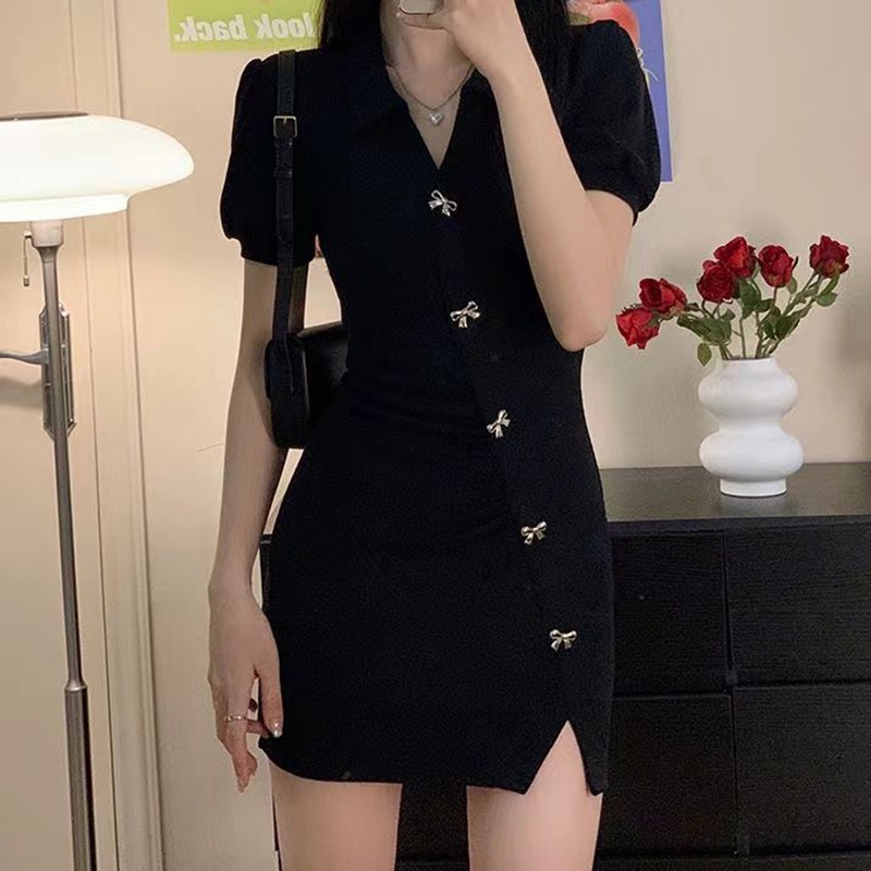 IELGY   Đầm Tay Ngắn Dáng Ôm Thời Trang Quyến Rũ Cho Nữ