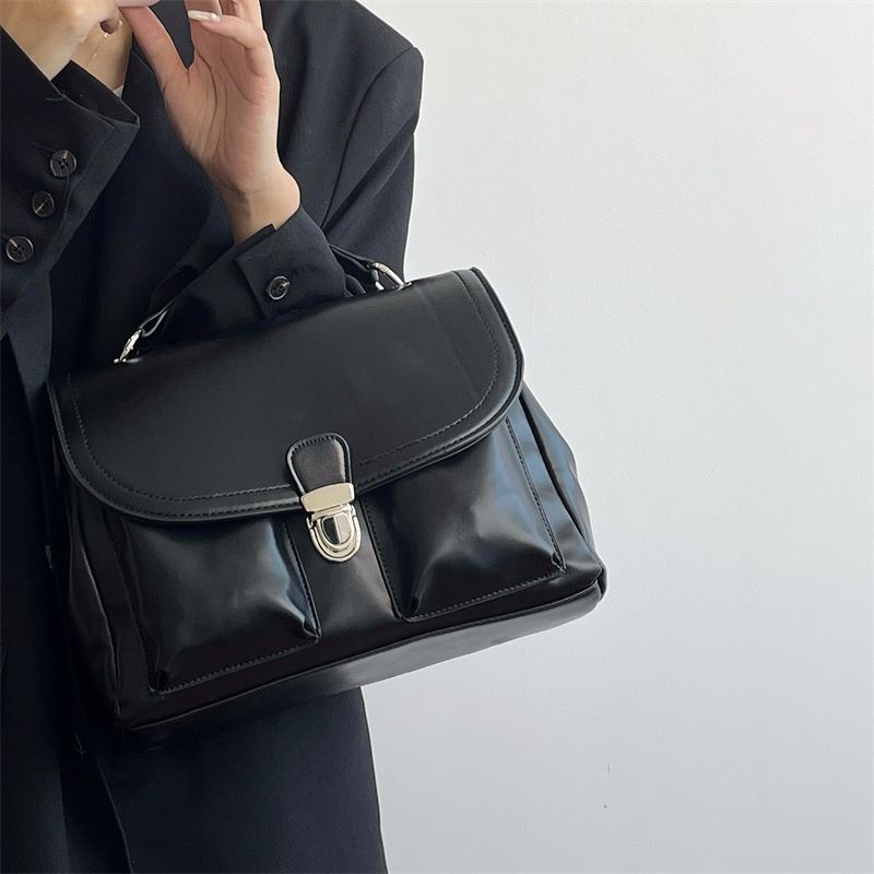 Mischa Túi Đeo Vai Bằng Da PU Mềm Màu Trơn Cỡ Lớn Phong Cách retro Thời Trang