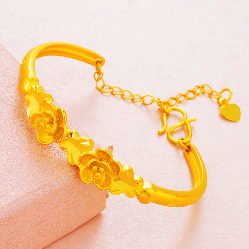 Pmrawc | Vòng Tay Mạ Vàng 24K Đính Hoa Hồng FS654