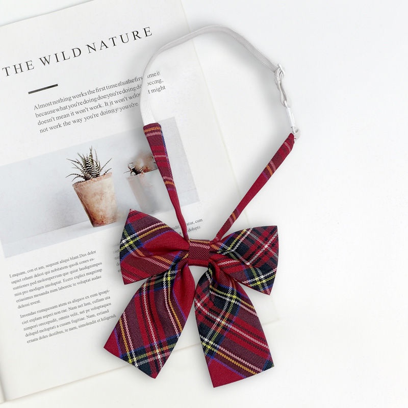 Cà Vạt Nơ Đồng Phục Học Sinh Nhật Bản Màu Trắng / Đỏ / Vàng / Sọc Caro Phong Cách Preppy Mới Cho Nữ