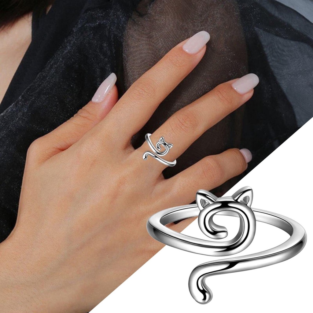 Nhẫn Hở Hình Mèo Dễ Thương Có Thể Điều Chỉnh Kích Cỡ