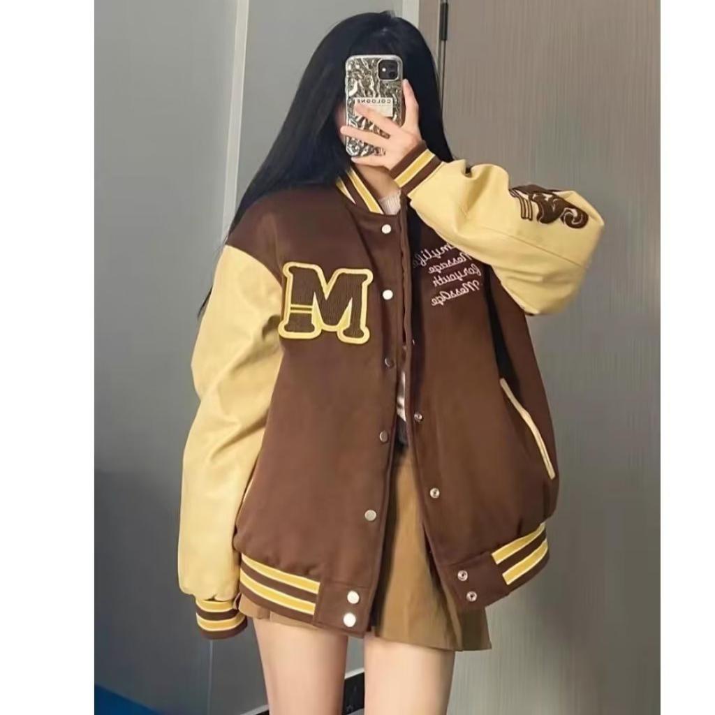Áo Khoác Đồng Phục Bóng Chày Phong Cách Retro Mỹ Dành Cho Cặp Đôi