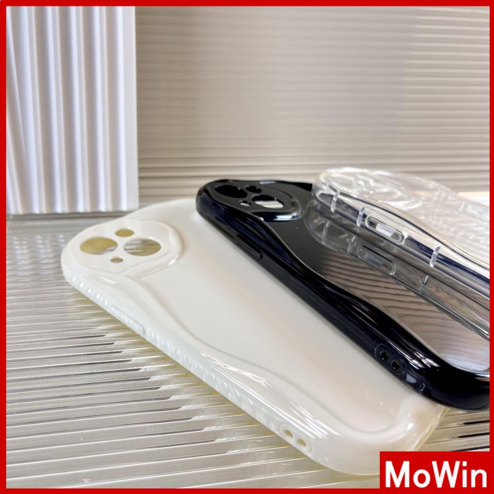 Ốp điện thoại viền gợn cong màu trắng/ đen/ trong thích hợp cho iPhone 13 Pro max 12 Pro Max 11 xr 7Plus 14 Pro Max