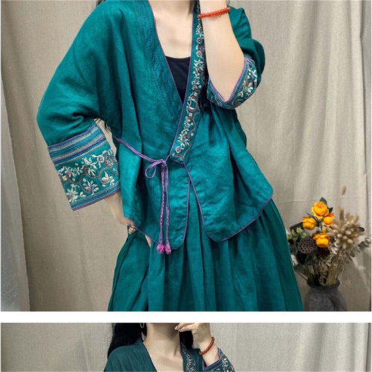 Áo Khoác Cardigan Cotton Thêu Họa Tiết Phong Cách Trung Hoa Thời Trang Xuân Hè Cho Nữ