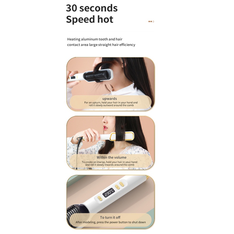 Lược Điện Duỗi Thẳng / Xoăn Tóc 2 Trong 1 Đa Năng Với Màn Hình LCD Phích Cắm US