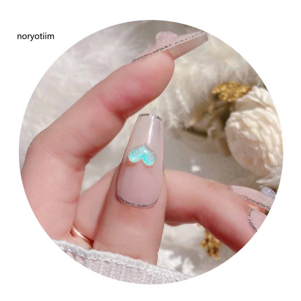 Set 100 Móng Tay Giả Đính Đá Trái Tim Ba Chiều Lấp Lánh DIY