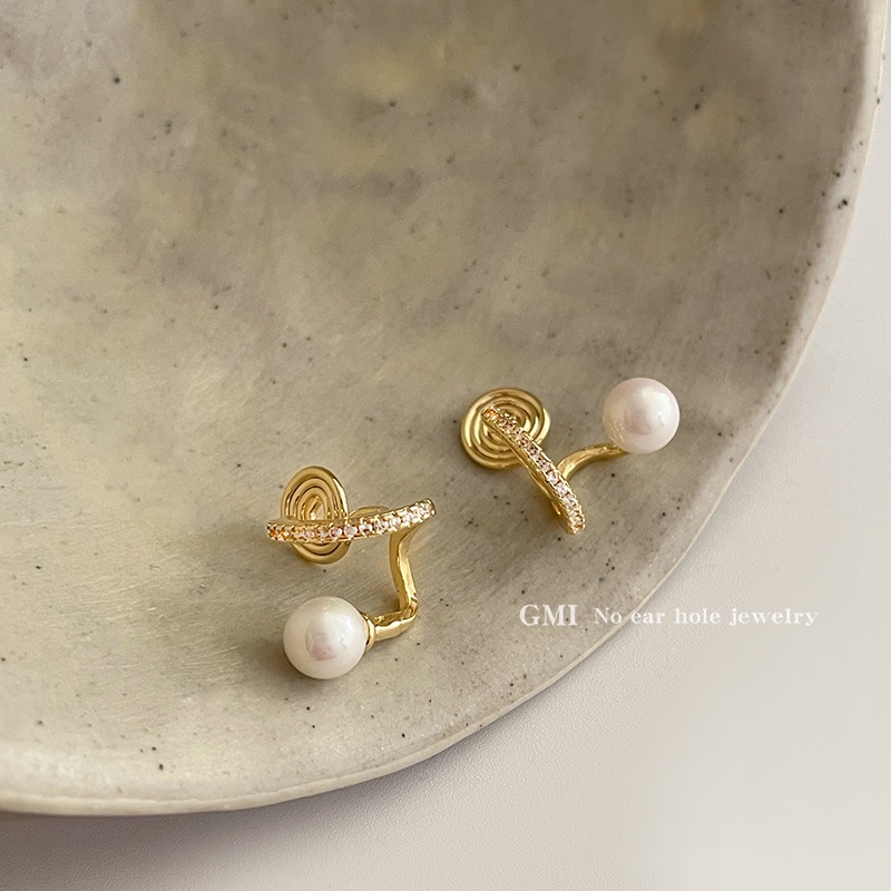 Khuyên Kẹp Vành Tai Bằng Silicon Cao Cấp Không Đau Đính Ngọc Trai Zircon Kiểu Pháp Mới